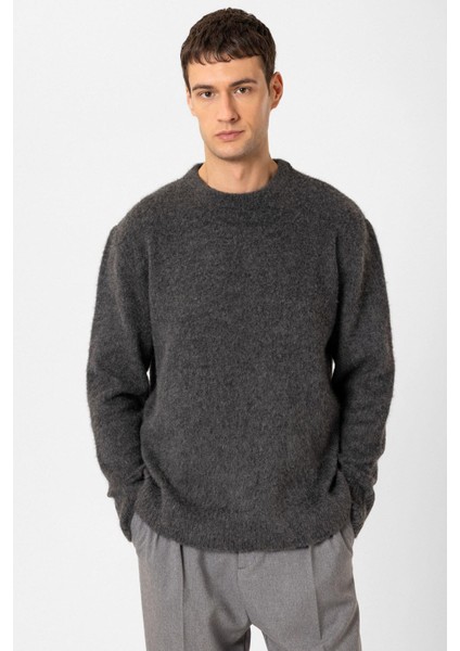 Antrasit Yün Görünümlü Erkek Kazak modelleri