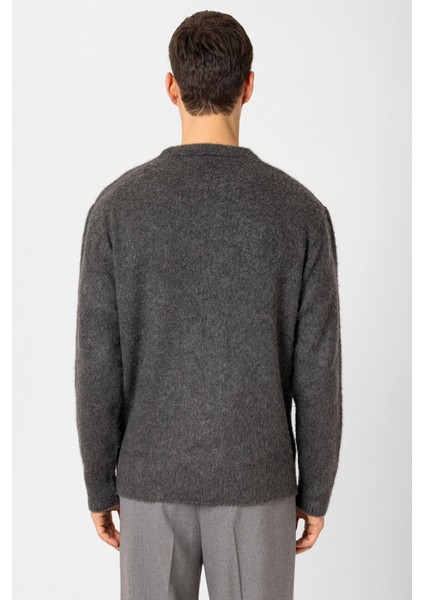 Antrasit Yün Görünümlü Erkek Kazak indirimleri