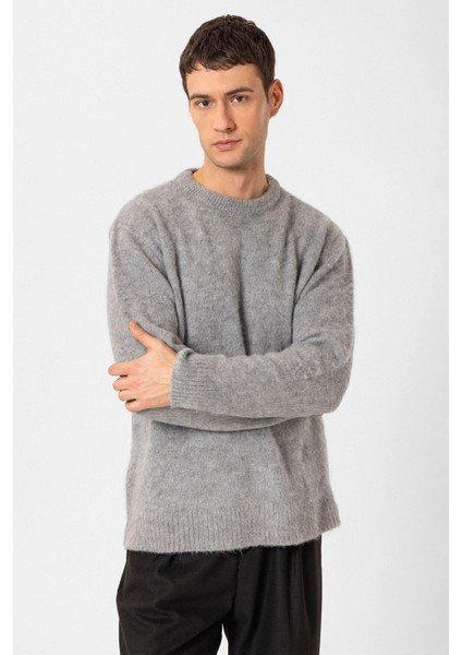 Gri Yün Görünümlü Erkek Kazak modelleri