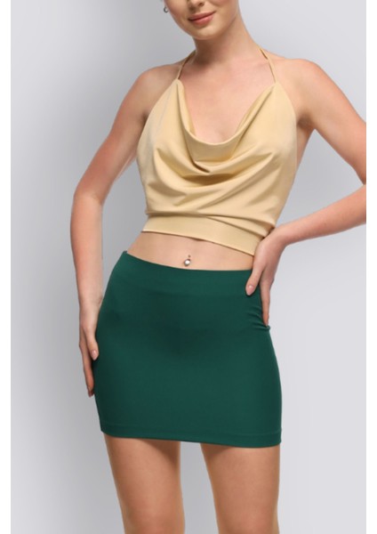 Mu | Slim Fit Mini Etek - Zümrüt Yeşili