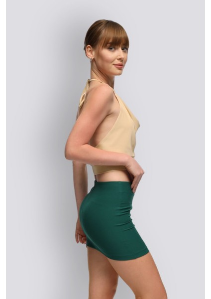 Mu | Slim Fit Mini Etek - Zümrüt Yeşili modelleri