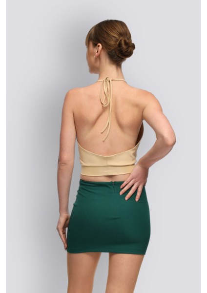Mu | Slim Fit Mini Etek - Zümrüt Yeşili fırsatları