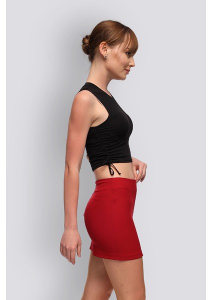 Mu | Slim Fit Mini Etek - Bordo fiyatları