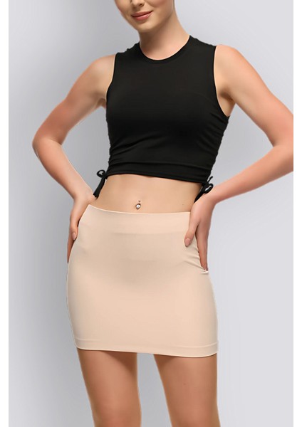 Mu | Slim Fit Mini Etek - Bej