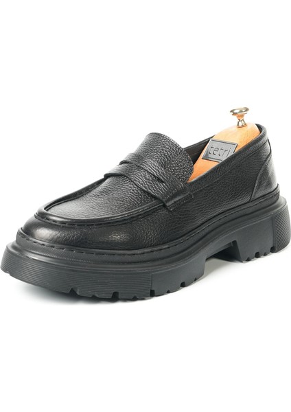K416 Ramonelli Model Gerçek Deri El Yapımı Erkek Siyah Casual Ayakkabı