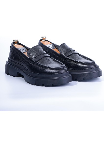 K416 Ramonelli Model Gerçek Deri El Yapımı Erkek Siyah Casual Ayakkabı