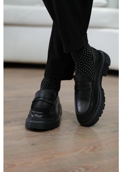 K416 Ramonelli Model Gerçek Deri El Yapımı Erkek Siyah Casual Ayakkabı