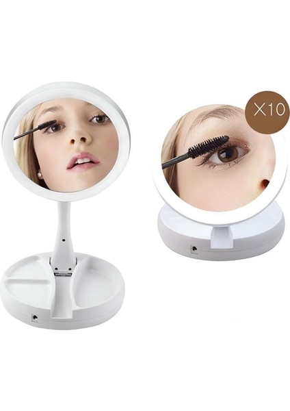 Makyaj Aynası 10X Büyüteçli 21 LED Işıklı Seyahat Makyaj Aynası Make Up Mırror fiyatları