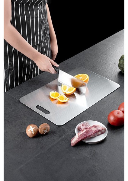 304 Kalın Çelik 46X30 Büyük Kesme Tahtası Antibakteriyel Doğrama Tahtası CIN859 fiyatları