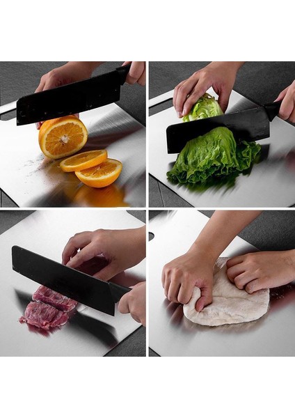 304 Kalın Çelik 46X30 Büyük Kesme Tahtası Antibakteriyel Doğrama Tahtası CIN859 modelleri