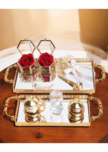 Affection Dantelli Gold Söz Nişan Tepsisi