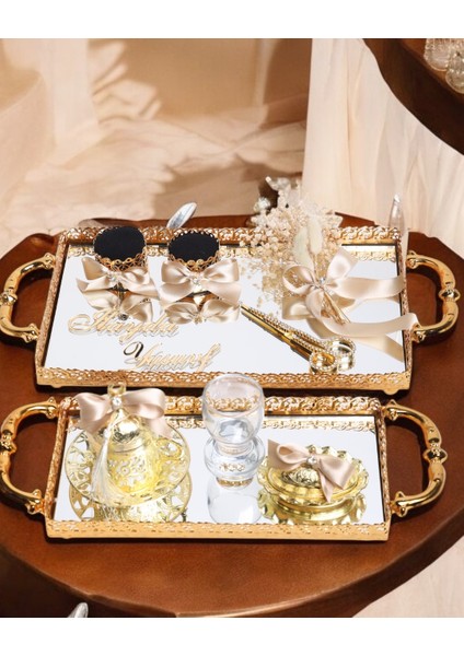 Affection Dantelli Gold Söz Nişan Tepsisi