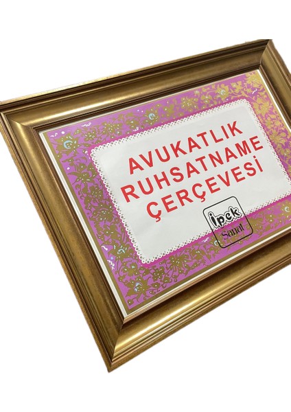 Geniş Gold Avukatlık Ruhsat Çerçevesi - 33 x 48 - Hakiki Camlı Ruhsatname Çerçevesi