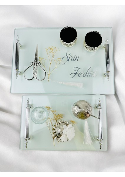 Reflection Gümüş Şeffaf Söz Tepsisi ve Damat Kahve Tepsisi