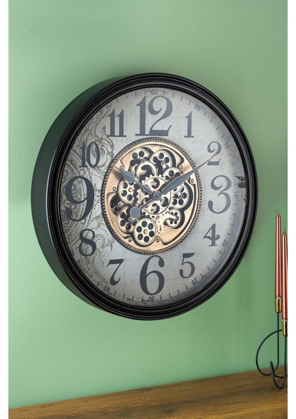Dekoratif Çarklı Duvar Saati - 65 cm