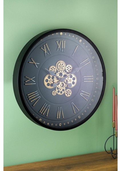 Dekoratif Çarklı Duvar Saati - 60 cm