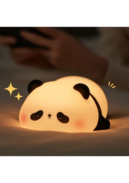 Panda Dokunma Sensörlü LED Işık, Pat Pat Silikon Gece Lambası Yumuşak Silikon Uyku Arkadaşı (Yurt Dışından)