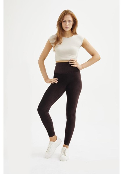 Kadın Oversize Büyük Beden French Veleour Kadife Fitilli Bordo Tayt