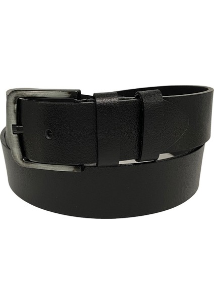 Siyah Deri Düz Renk 4.5 Cm.lik Spor Kemer- Tek Katmanlı Manda Derisi - 500-DÜZ-22Y