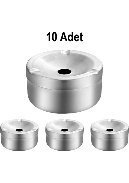 10 Adet Çelik 10 cm Kafe Restaurant Kapaklı Yuvarlak Kül Tablası Küllük CIN898BY