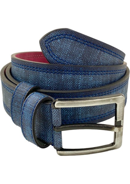 * 4 Cm. Spor Suni Deri Dikişli Model Kemer Lacivert