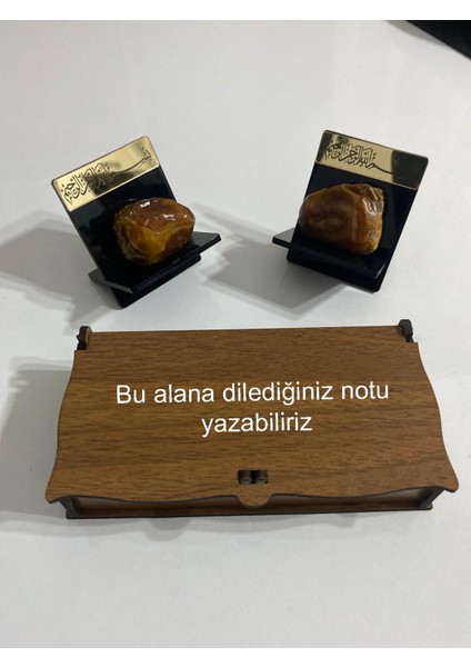 Hediyelik Özel Ahşap Kutulu Siyah-Gold Hurmalık 6`lı Set