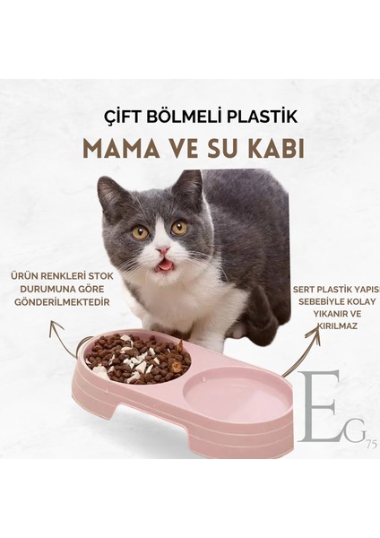 3 Adet Çift Bölmeli Evcil Hayvan Mama Kabı