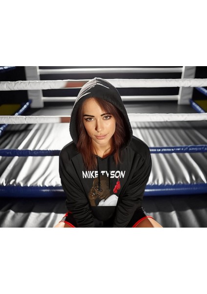 Mike Tyson Özel Tasarım Pamuklu Oversize Unisex Siyah Sweatshirt