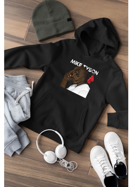 Mike Tyson Özel Tasarım Pamuklu Oversize Unisex Siyah Sweatshirt