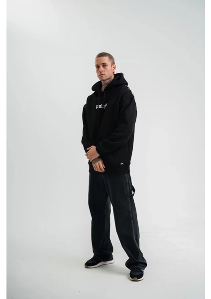 By Kea Kapşonlu Double Oversize Dijital Patchli Sweatshirt - Siyah modelleri