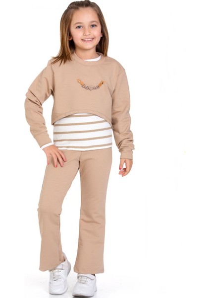 Kız Çocuk 3'lü Takım (Pantolon+Bluz+T-Shirt) 12125
