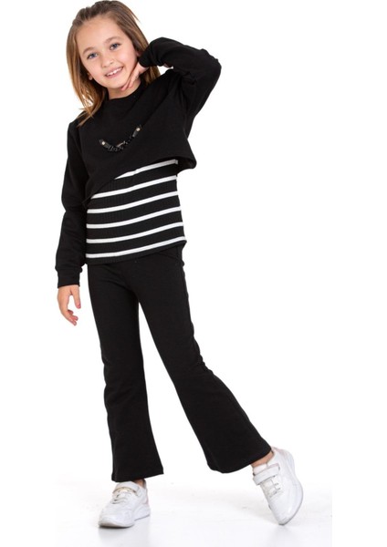 Kız Çocuk 3'lü Takım (Pantolon+Bluz+T-Shirt) 12125