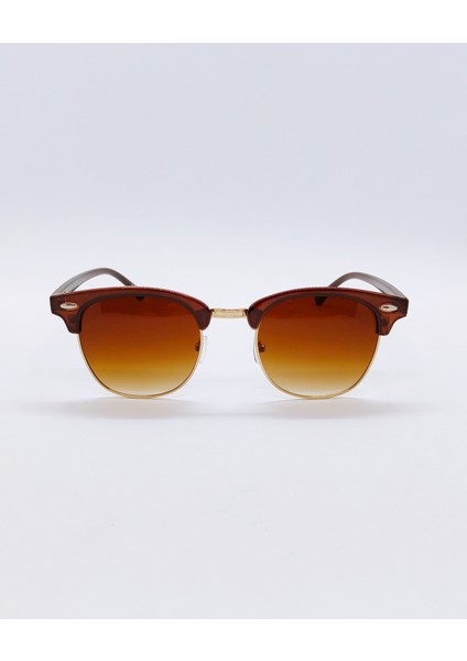 Gold Çerçeve Detaylı, Kahverengi Vintage Model Oval Unisex Güneş Gözlüğü