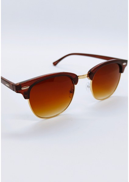 Gold Çerçeve Detaylı, Kahverengi Vintage Model Oval Unisex Güneş Gözlüğü fiyatları
