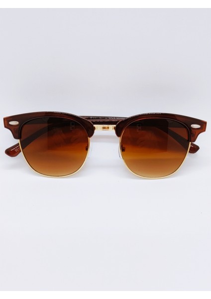 Gold Çerçeve Detaylı, Kahverengi Vintage Model Oval Unisex Güneş Gözlüğü modelleri