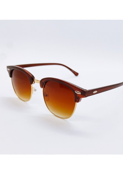 Gold Çerçeve Detaylı, Kahverengi Vintage Model Oval Unisex Güneş Gözlüğü fırsatları