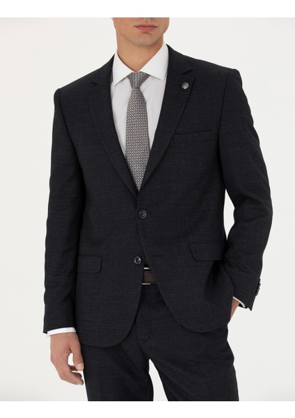 Erkek Lacivert Ex. Slim Fit Yün Karışımlı Takım Elbise 50273452-VR033