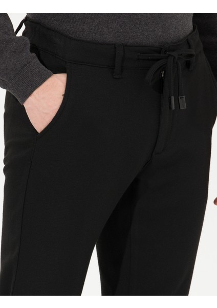 Erkek Siyah Slim Fit Kanvas Pantolon 50255365-VR046
