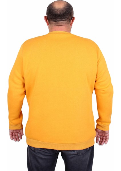 Erkek Büyük Beden Sıfır Yaka 3ip Sweat Core 1975 24209 Hardal fiyatları