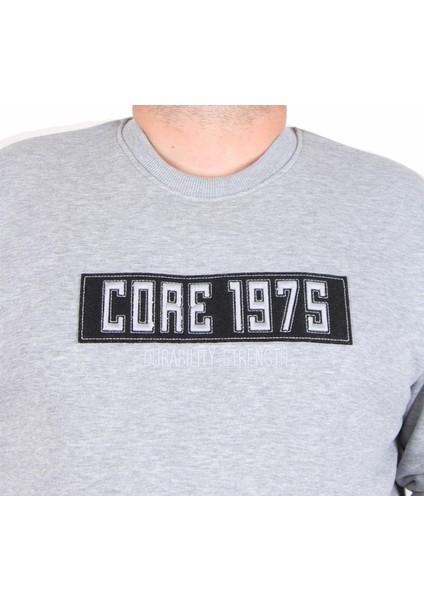 Erkek Büyük Beden Sıfır Yaka 3ip Sweat Core 1975 24209 Grı Melanj modelleri