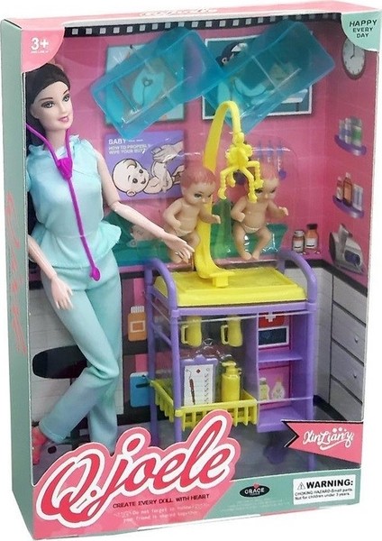 *10 Parça Kutulu Aksesuarlı Bebek Bakıcısı Oyun Seti 7397