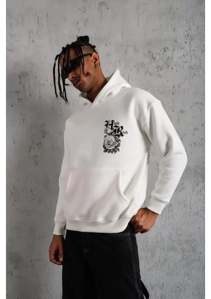 By Kea Erkek Baskılı Kapşonlu Sweat - Beyaz