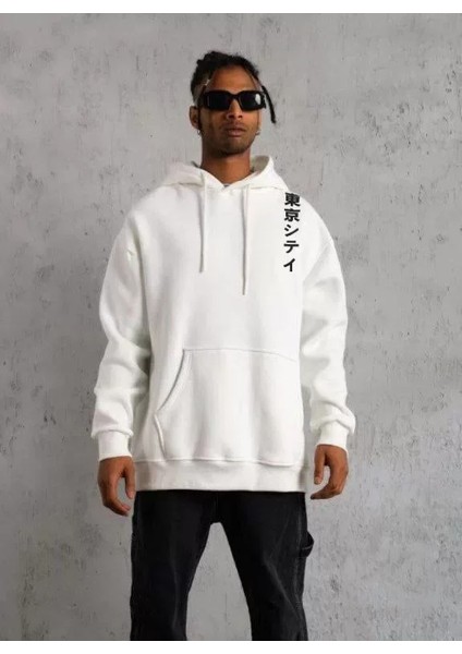 By Kea Kapşonlu Uzun Kol Baskılı Sweetshirt - Beyaz