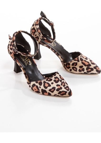 Kadın Leopar Yüksek Stiletto Ince Topuklu Ayakkabı fırsatları