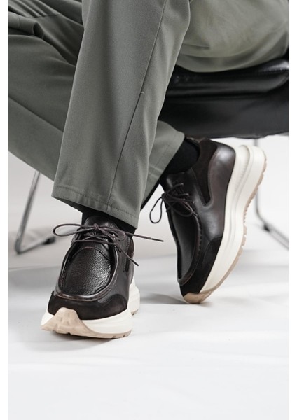 K525 Juno Model Hakiki Deri El Yapımı Erkek Kahve Casual Ayakkabı