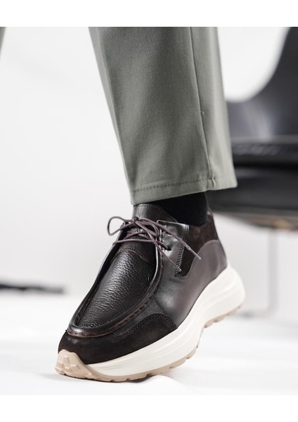 K525 Juno Model Hakiki Deri El Yapımı Erkek Kahve Casual Ayakkabı