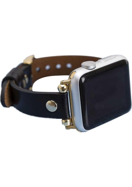 Apple Watch Slim Deri Kordon 42 ve 44 mm Uyumlu Siyah