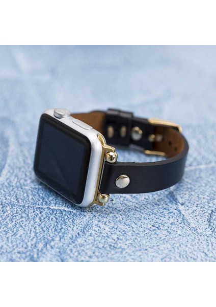 Apple Watch Slim Deri Kordon 42 ve 44 mm Uyumlu Siyah