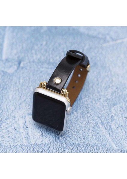 Apple Watch Slim Deri Kordon 42 ve 44 mm Uyumlu Siyah