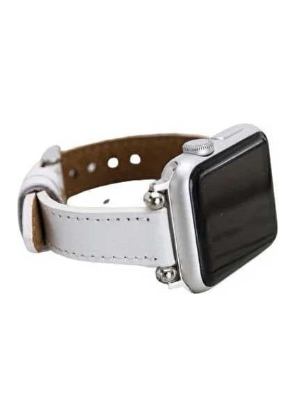 Apple Watch Slim Deri Kordon 42 ve 44 mm Uyumlu Beyaz